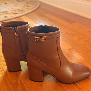 Franco Sarto - Cognac Ankle Booties with Gold Buckle
